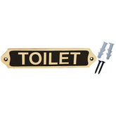 Toilet Brass Door Sign 22x5cm | Black Finish with mounting hardware